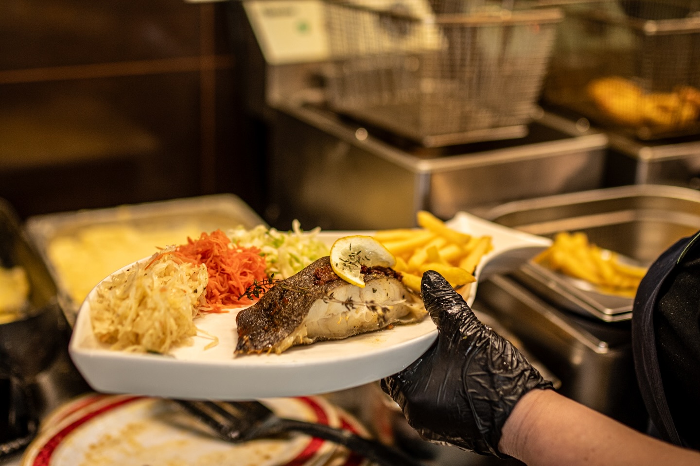 halibut z frytkami